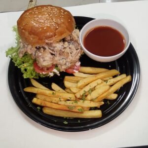 Creamy mushroom burger